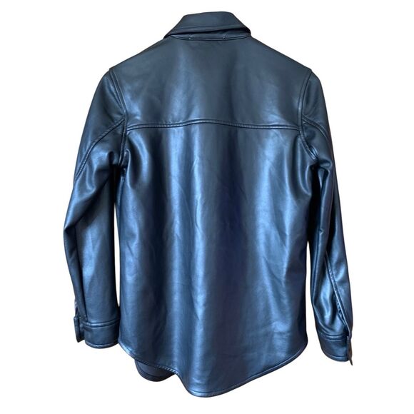 Crave Fame Juniors' Faux-Leather Button-Front Shacket Black Size XS - Picture 5 of 12